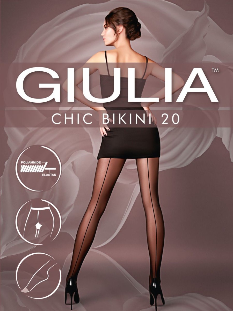 Giulia | Giulia Transparente Feinstrumpfhose Mit Naht Und Dekorativem Hoschenteil In Spitzen-Optik Chic Bikini 20