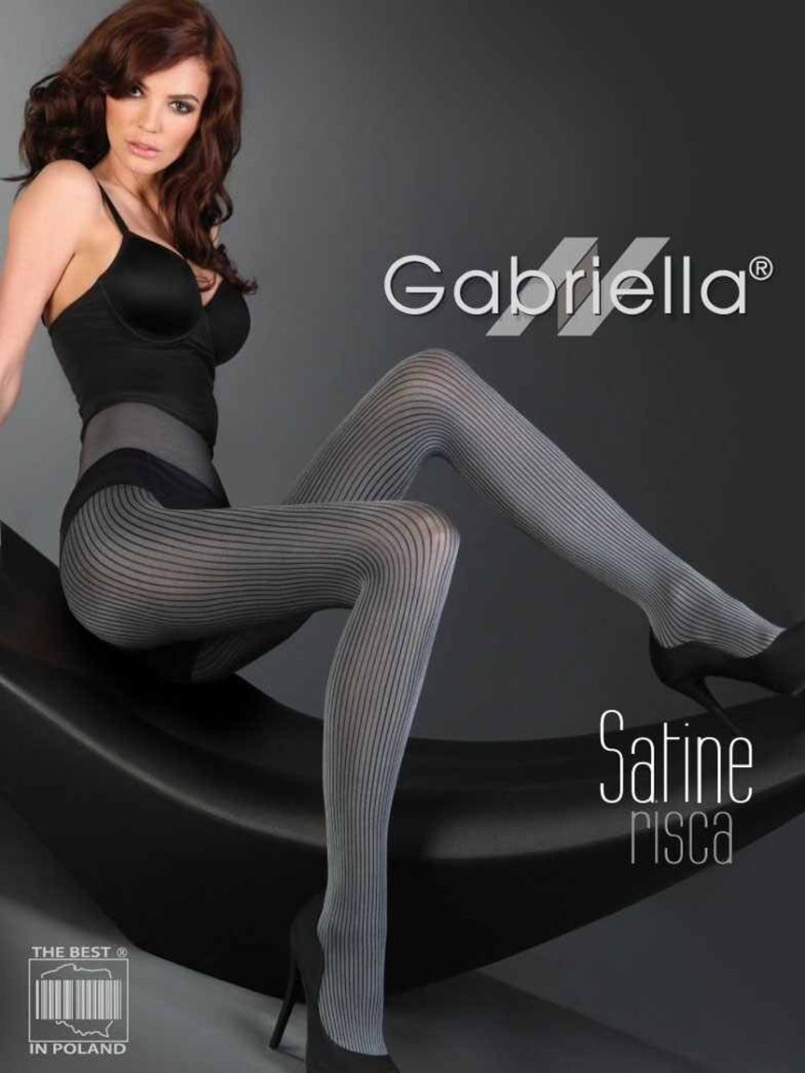 Gabriella | Gabriella Gabriella Dezent Glanzende Strumpfhose Risca Satine Mit Streifen-Muster