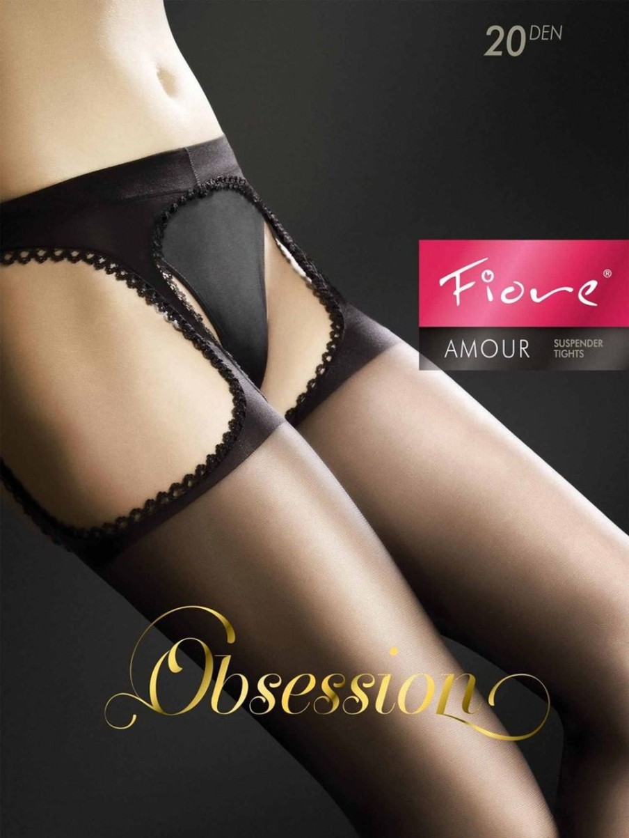 Strip Panty | Fiore Fiore - Glatte, Transparente Strapsstrumpfhose, 20 Den