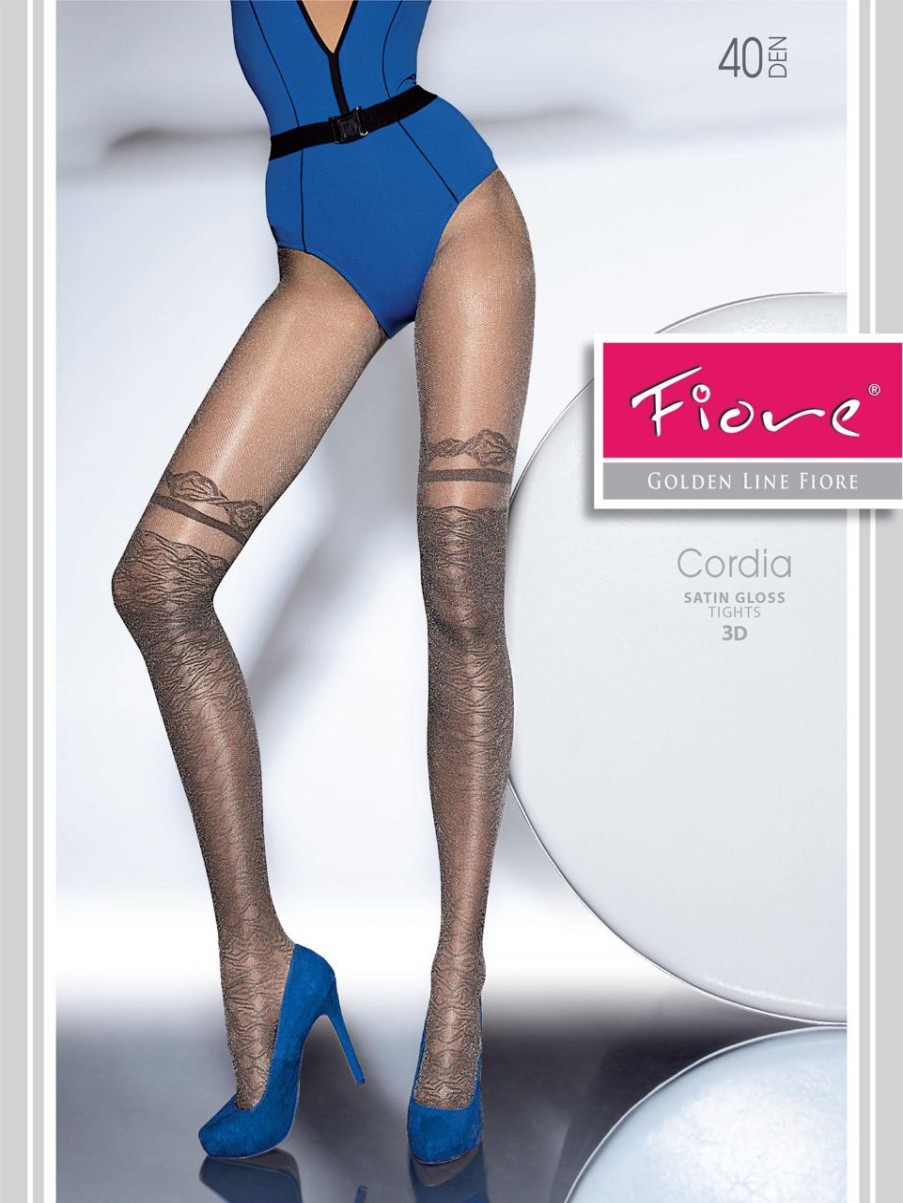 Fiore | Fiore Glanzende Feinstrumpfhose In Overknee-Optik Cordia Von Fiore Graphite