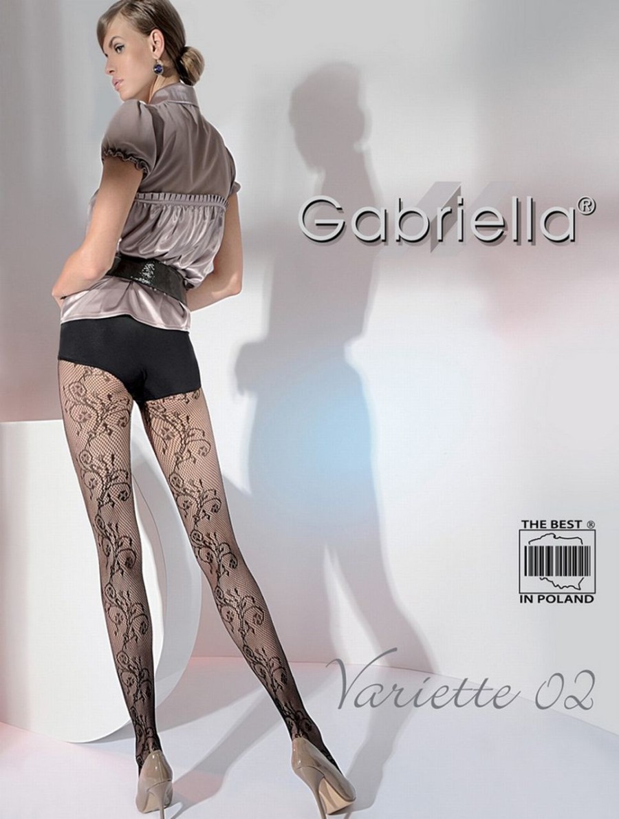 Gabriella | Gabriella Gabriella Netzstrumpfhose Variette Mit Floralem Muster Nero