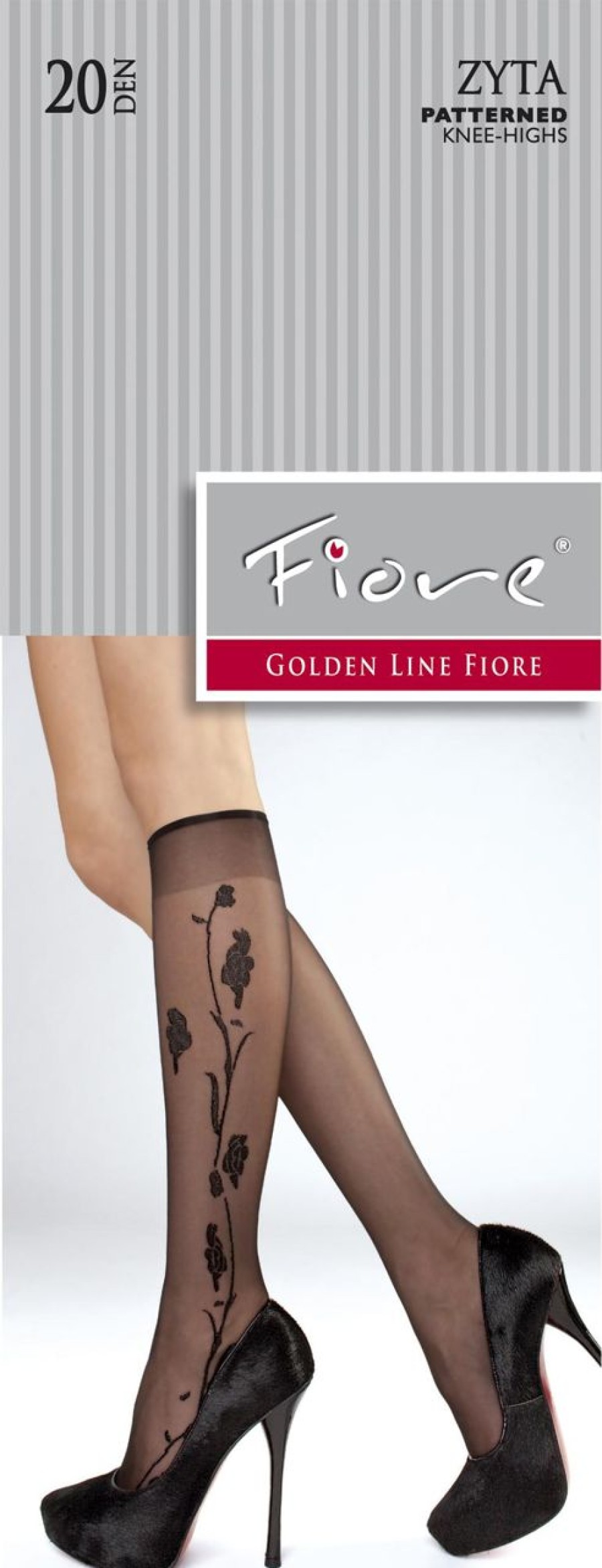 Kniestrumpfe | Fiore Elegante Feinkniestrumpfe Mit Wunderschonem Blumenmuster Zyta Von Fiore