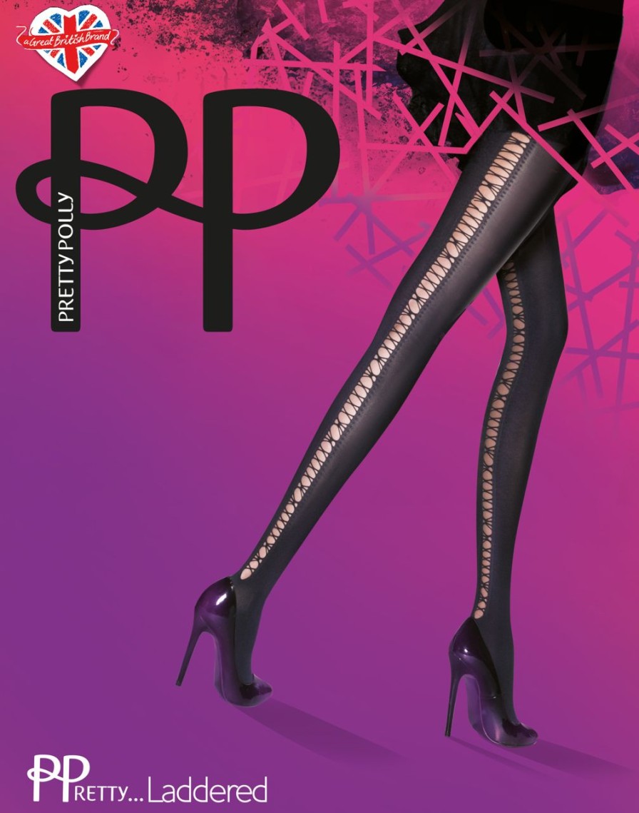 Pretty Polly | Pretty Polly Strumpfhose Mit Lochmuster In Schnuroptik Ppretty...Laddered Von Pretty Polly