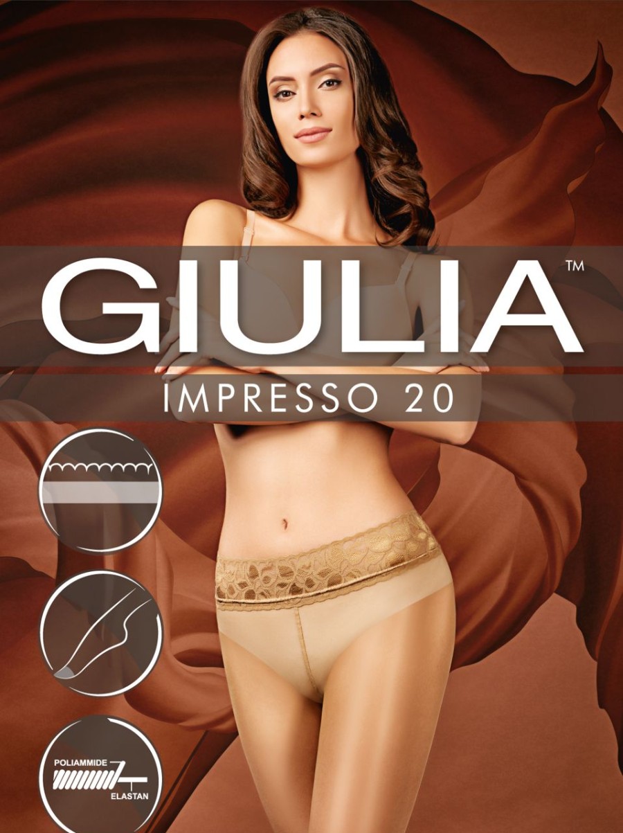 Giulia | Giulia Glatte, Transparente Feinstrumpfhose Mit Spitzenbund Impresso 20 Von Giulia