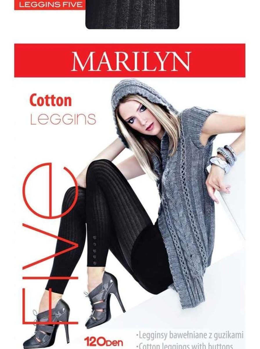 Marilyn | Marilyn Marilyn Gerippte Baumwoll-Leggings Mit Zierenden Knopfen Five, 120 Den