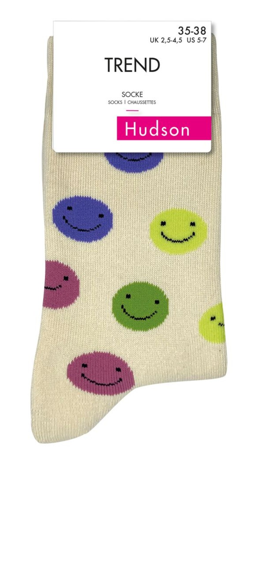 Hudson | Hudson Hudson - Bequeme Uni Kuschelsocken Mit Einem Hohen Anteil An Baumwolle Und Bunten Smiley Emojis