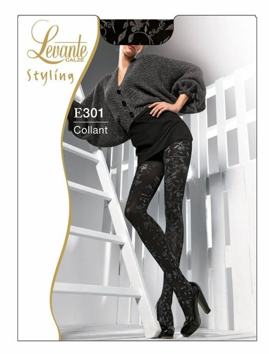 Levante | Levante Levante Elegante Strumpfhose Mit Floralem Muster 50 Den Nero-Argento