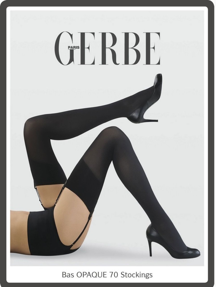 Gerbe | Gerbe Gerbe Glatte Blickdichte Strapsstrumpfe Opaque 70 Den Noir