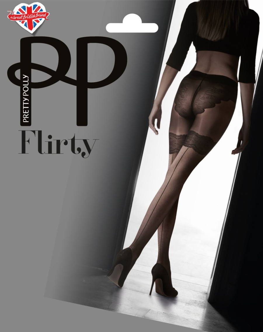 Pretty Polly | Pretty Polly Feinstrumpfhose Mit Strumpfoptik, Rucknaht Und Stilisiertem Hoschen Von Pretty Polly Black