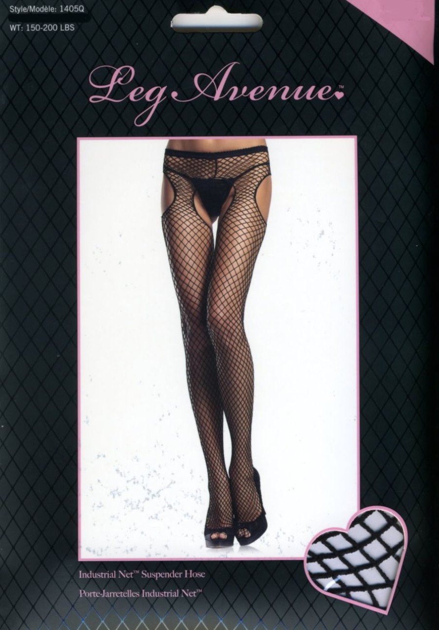 Netzstrumpfhosen Und Netzstrumpfe | Leg Avenue Straps Netzstrumpfhose Schwarz Im Schritt Offen Black