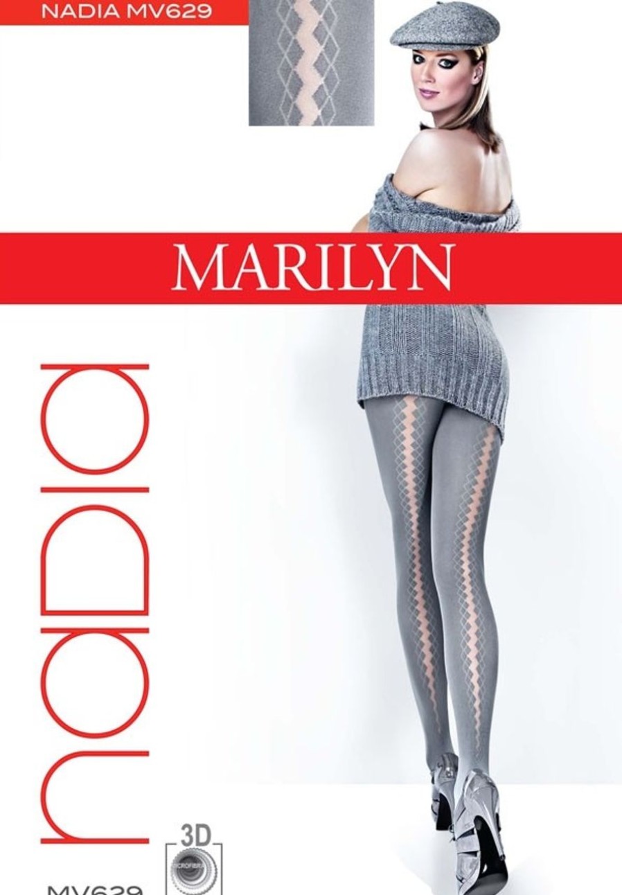 Marilyn | Marilyn Marilyn Blickdichte Strumpfhosen Mit Transparentem Streifenmuster In Nahtoptik Nadia