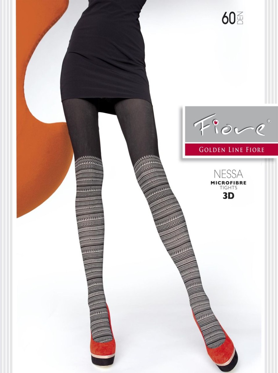 Winterstrumpfhosen | Fiore Blickdichte Strumpfhose In Overknee-Optik Mit Winterlichem Muster Nessa Von Fiore