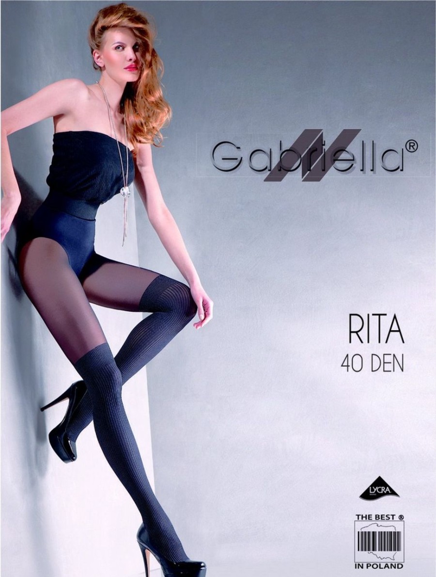 Gabriella | Gabriella Gabriella Extravagante Strumpfhose Im Overknee-Look Rita, 40 Den Nero