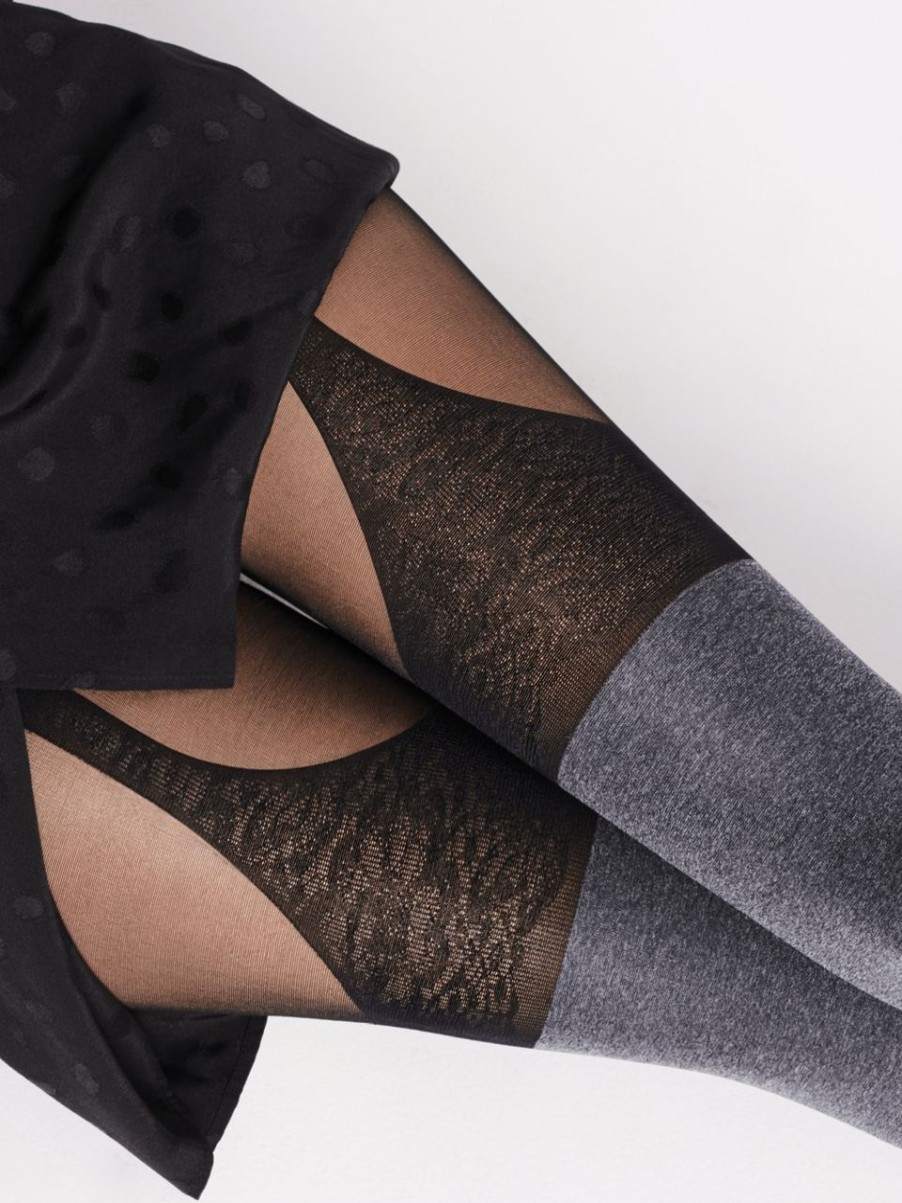 Fiore | Fiore Strumpfhose Mit Strapsoptik Und Angesagtem Melange-Effekt Von Fiore Melange-Black