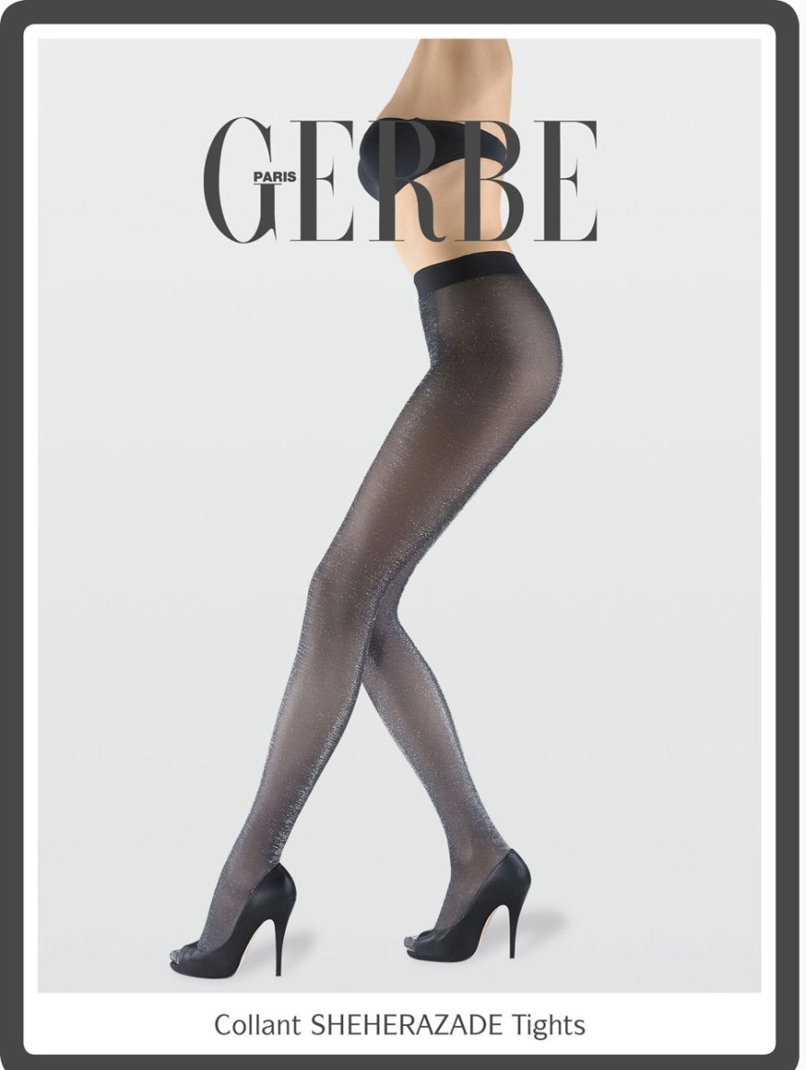 Gerbe | Gerbe Wunderschone Feinstrumpfhose Mit Glitzerndem Muster Sheherazade Von Gerbe Bleu Nuit-Argente