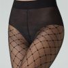 Cette | Cette Transparente Feinstrumpfhose Aus Okologischen Garnen Mit Raffiniertem Rautenmuster Von Cette Black