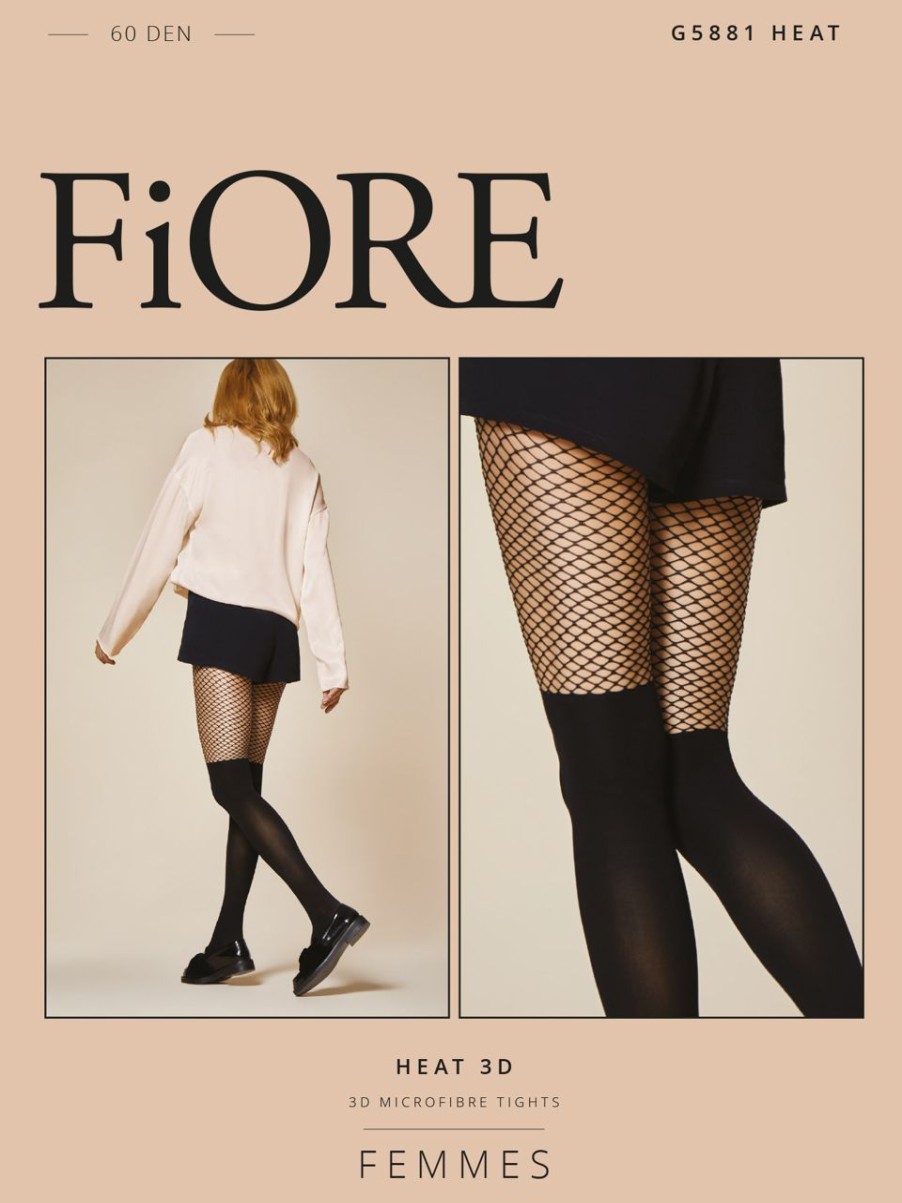 Fiore | Fiore Netzstrumpfhose Mit Verfuhrerischer Overknee-Optik Heat Von Fiore Black