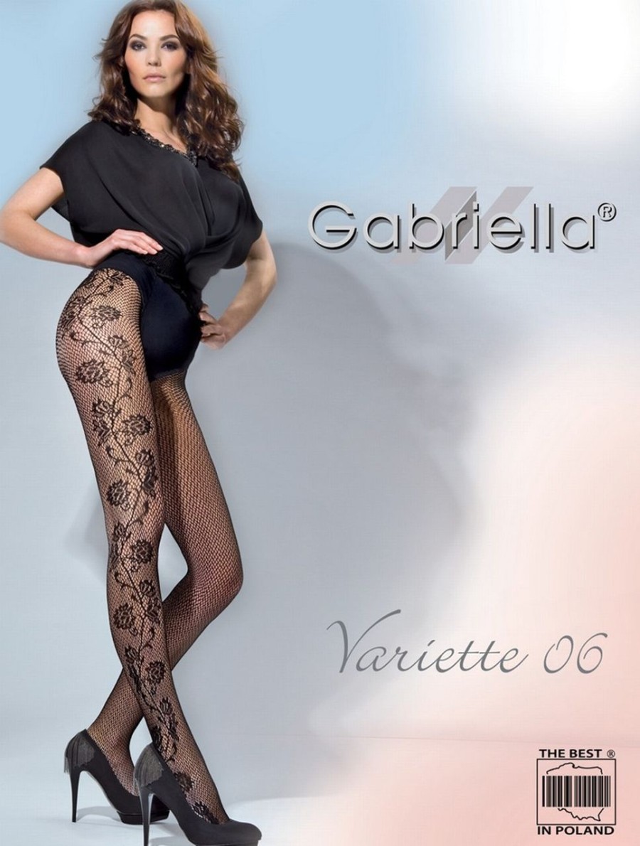 Gabriella | Gabriella Gabriella Exklusive Netzstrumpfhose Variette Mit Blumenrankenmuster Nero