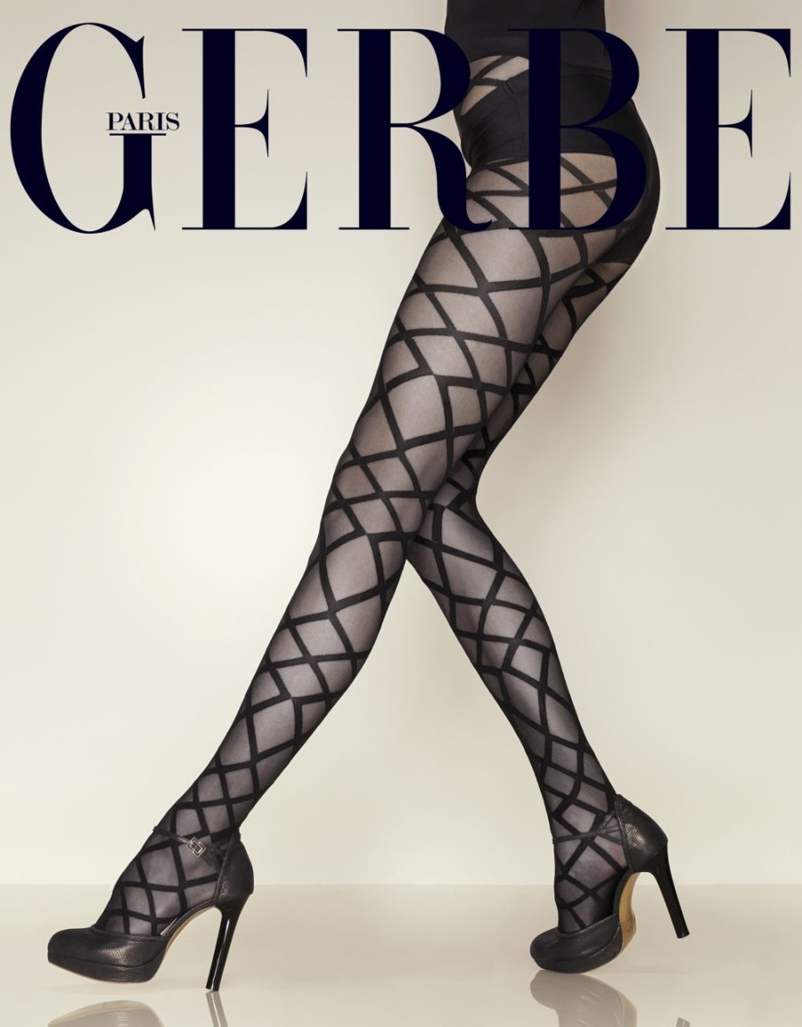 Gerbe | Gerbe Gerbe Edle Strumpfhose Mit Extravagantem Muster Allure Noir