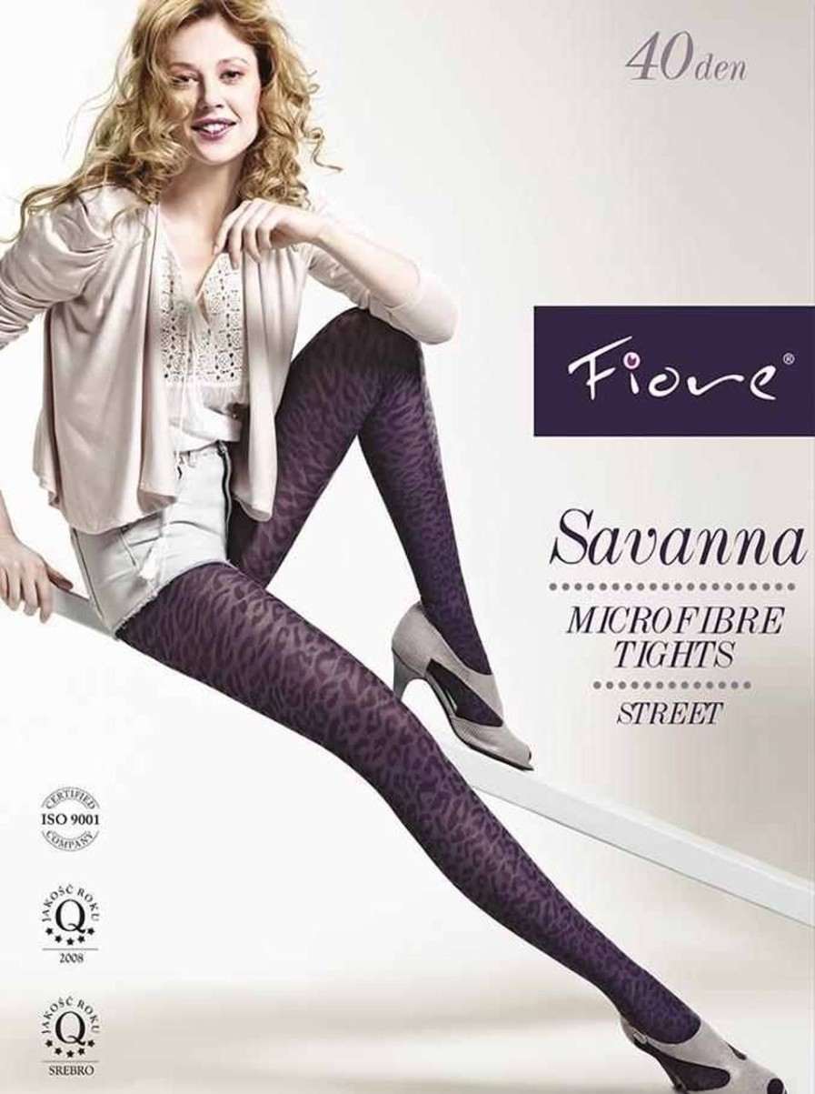 Glanzende Strumpfhosen Und Strumpfe | Fiore Fiore Microfaserstrumpfhose Mit Trendigem Leoparden-Muster Savanna 40 Den