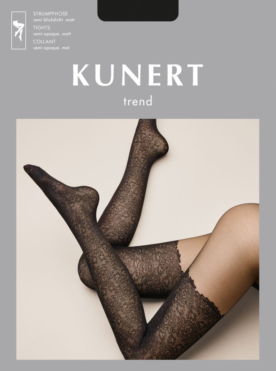 Kunert | Kunert Semi-Blickdichte Strumpfhose Mit Sinnlicher Halterlos-Optik Und Elegantem Spitzenmuster Von Kunert Black