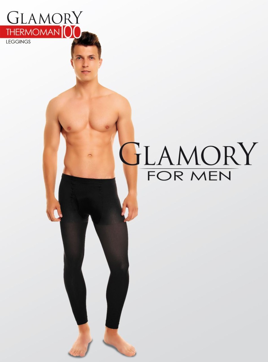 Glamory | Glamory Glamory Thermoman 100 - Blickdichte Herrenleggings In Ubergrosen Schwarz