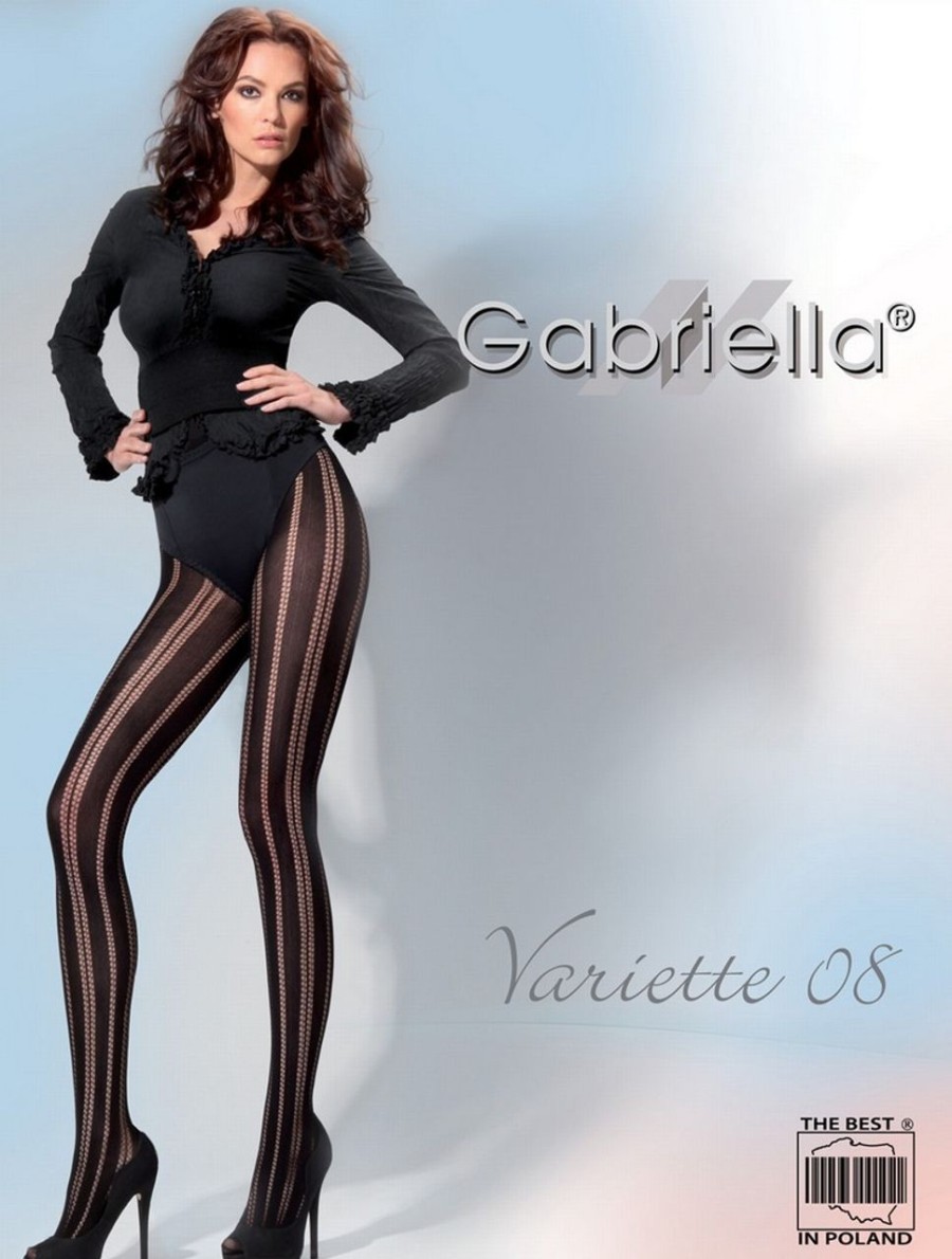 Gabriella | Gabriella Gabriella Exklusive Netzstrumpfhose Variette Mit Streifenmuster Nero