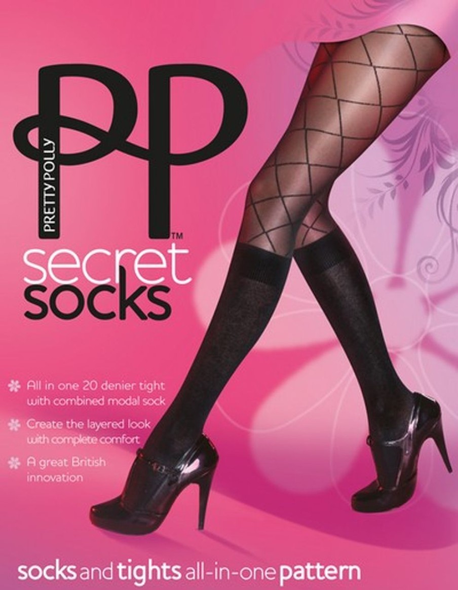 Pretty Polly | Pretty Polly Pretty Polly Kniestrumpfe Und Strumpfhose In Einem Secret Socks Mit Muster In Netzoptik Black