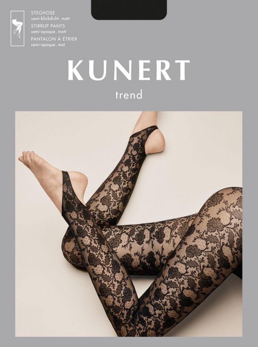 Kunert | Kunert Semi-Blickdichte Steghose Mit Elegantem, Floralem Spitzenmuster Von Kunert Black