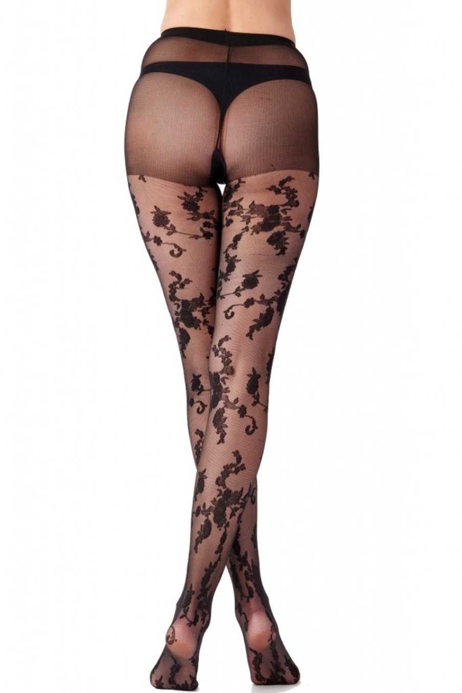 Pretty Polly | Pretty Polly Transparente Strumpfhose Mit Blumenranken-Design Vine Mesh Von Pretty Polly Black