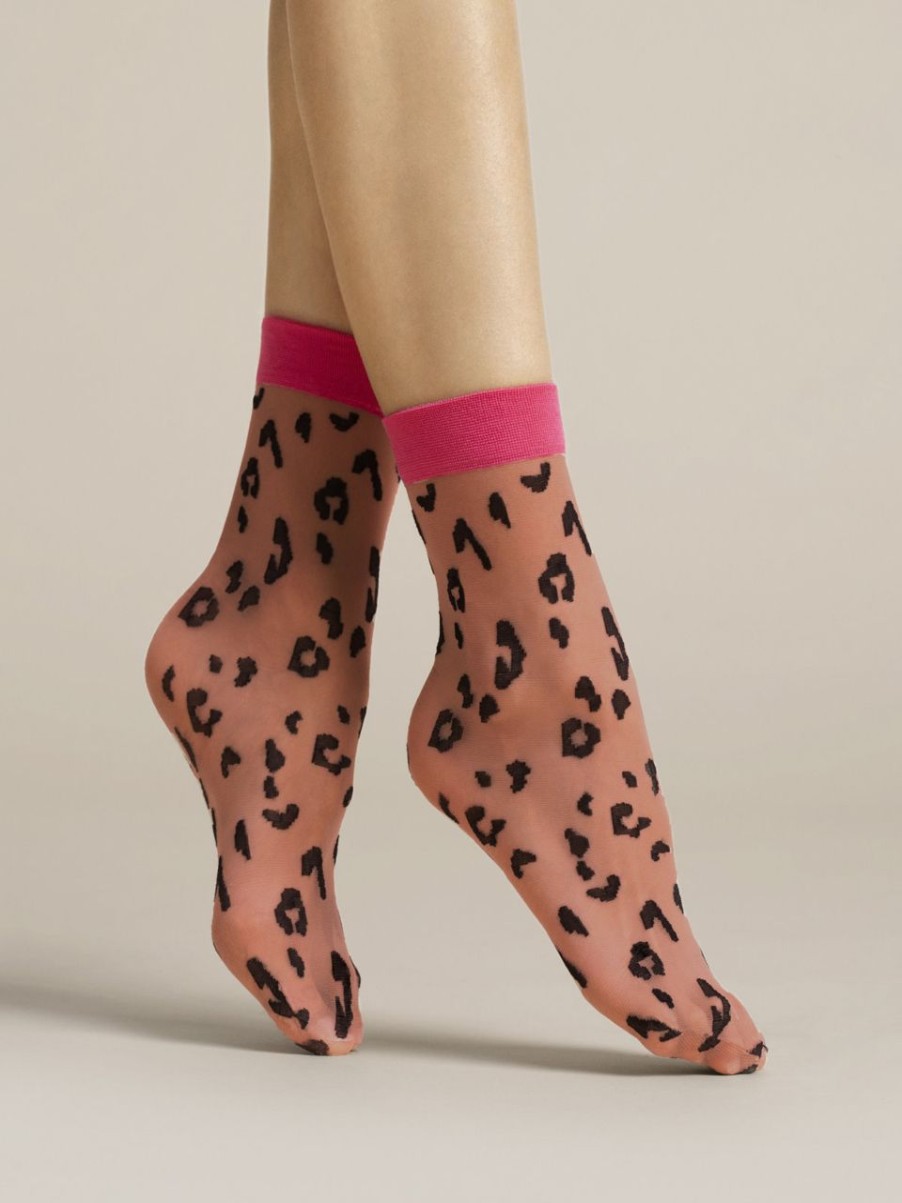 Fiore | Fiore Feinsockchen Mit Angesagten Leopardentupfen In Kontrastfarbe Von Fiore