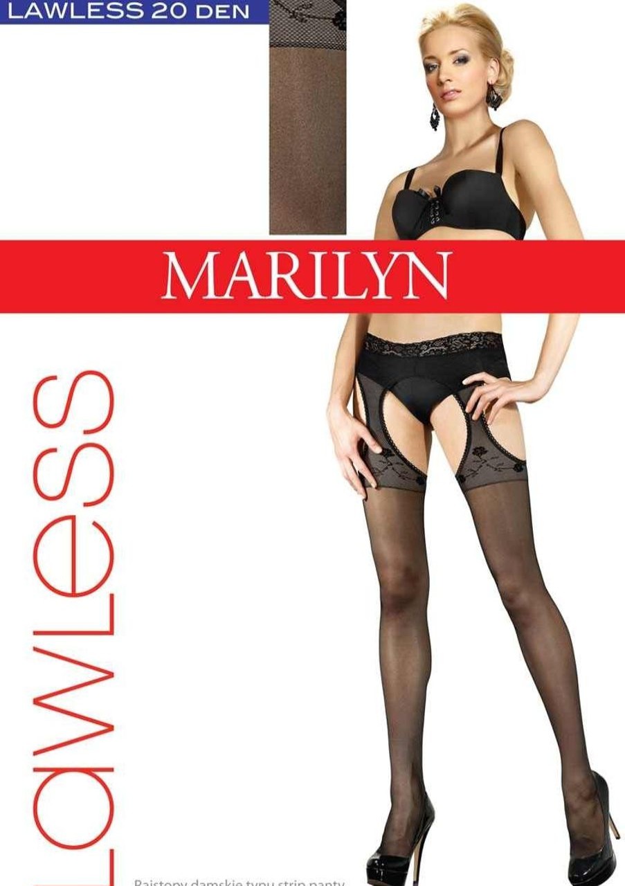 Marilyn | Marilyn Marilyn Feinstrumpfhose In Strapsoptik Mit Dezentem Blumenmuster Lawless, 20 Den