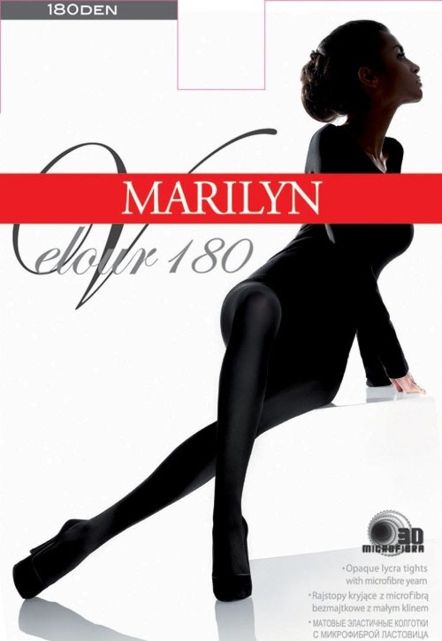 Marilyn | Marilyn Marilyn Blickdichte Glatte Strumpfhose Velour 180 Nero