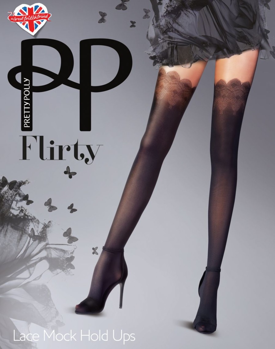 Pretty Polly | Pretty Polly Strumpfhose Mit Sinnlicher Strumpfoptik Lace Mock Hold Ups Von Pretty Polly Black