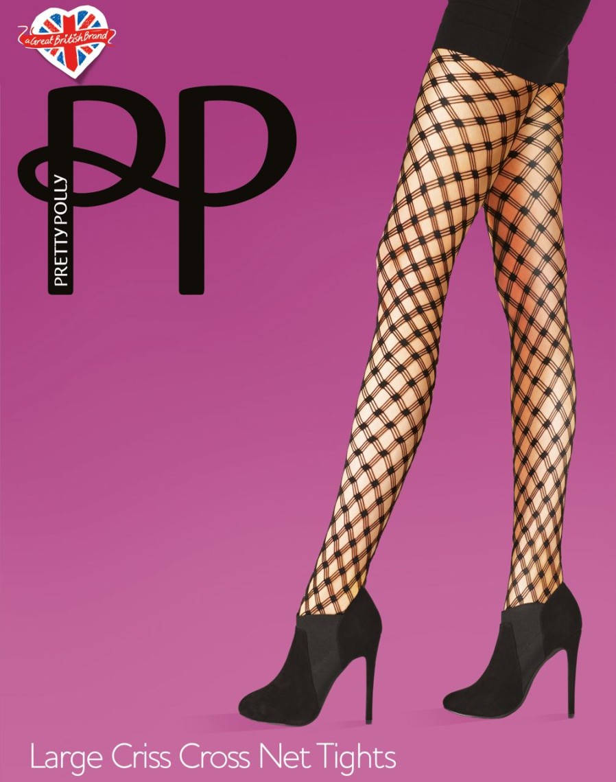 Pretty Polly | Pretty Polly Netzstrumpfhose Mit Einem Grosen Netzmuster Large Criss Cross Net Von Pretty Polly Black