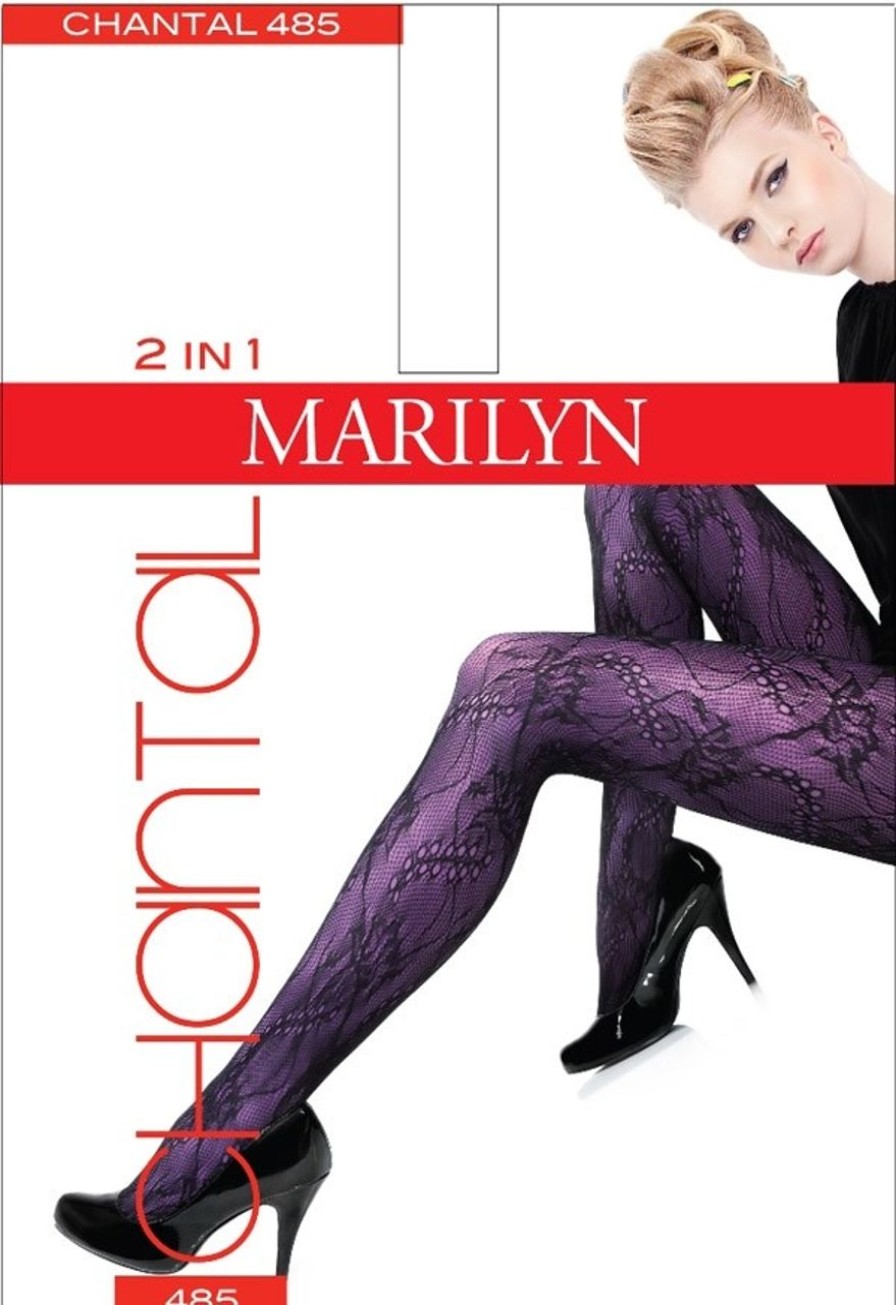 Marilyn | Marilyn Marilyn 2 In 1 - Netzstrumpfhose Mit Blumenmuster Und Glatte Feinstrumpfhose Chantal