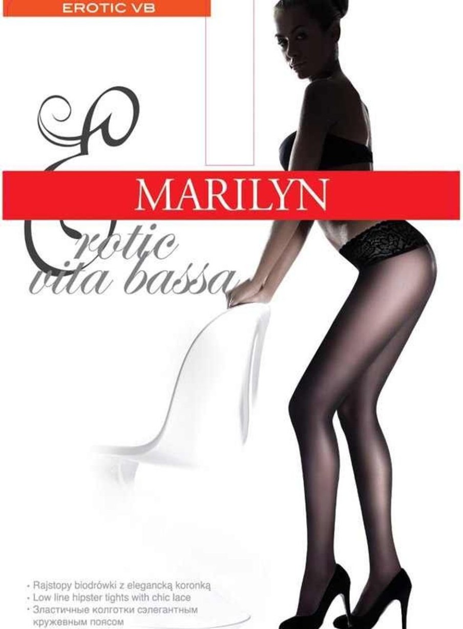 Marilyn | Marilyn Marilyn Glatte Huftstrumpfhose Mit Spitzenbund Vita Bassa 30 Den