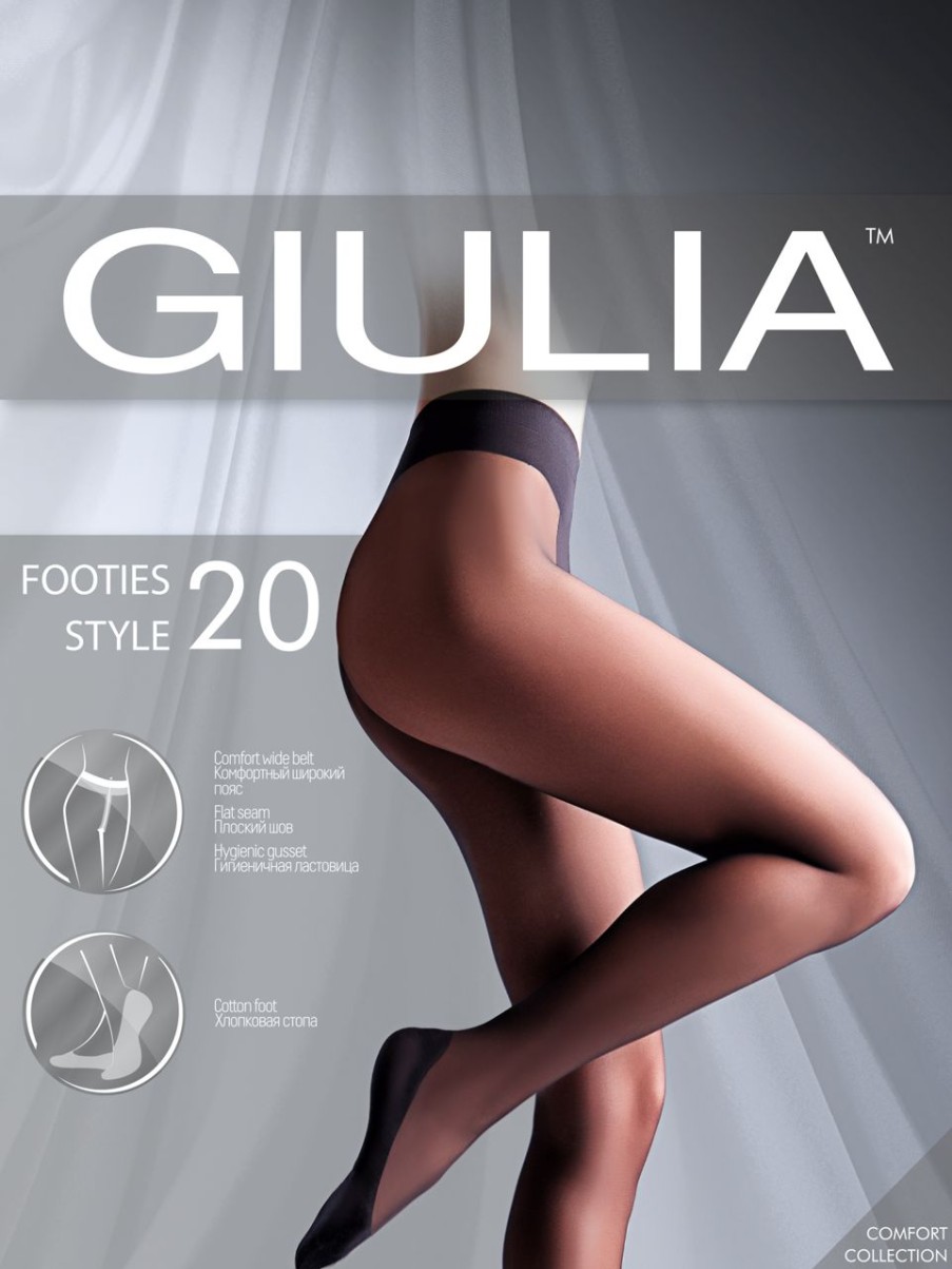 Giulia | Giulia Glatte Transparente Feinstrumpfhose Mit Baumwoll-Sohle 20 Denier Von Giulia