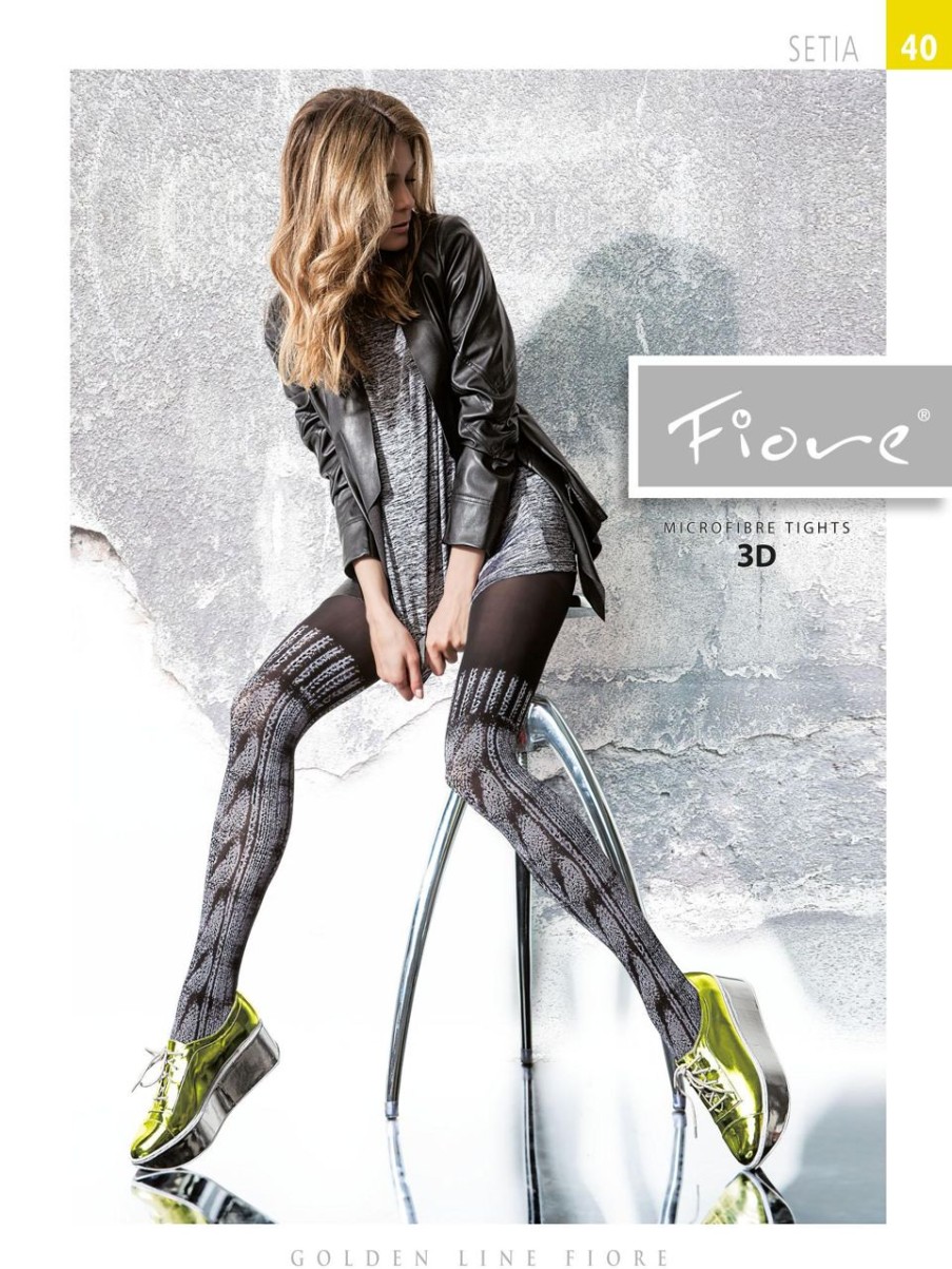 Strumpfhosen Overknee-Optik | Fiore Fiore Setia - Modische Strumpfhose In Raffiniertem Overknee-Look Schwarz-Weis