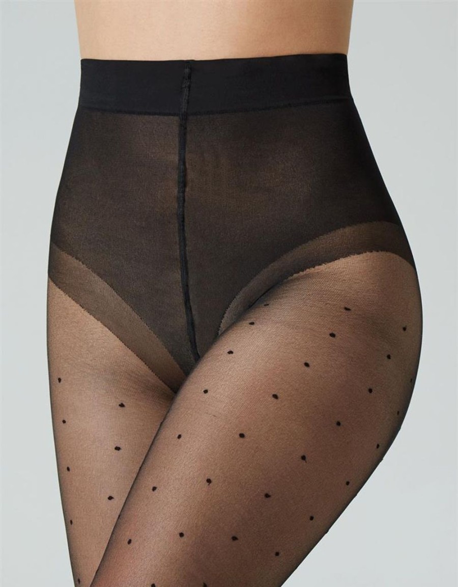 Cette | Cette Transparente Feinstrumpfhose Aus Okologischen Garnen Mit Klassischen Punktchen Von Cette Black