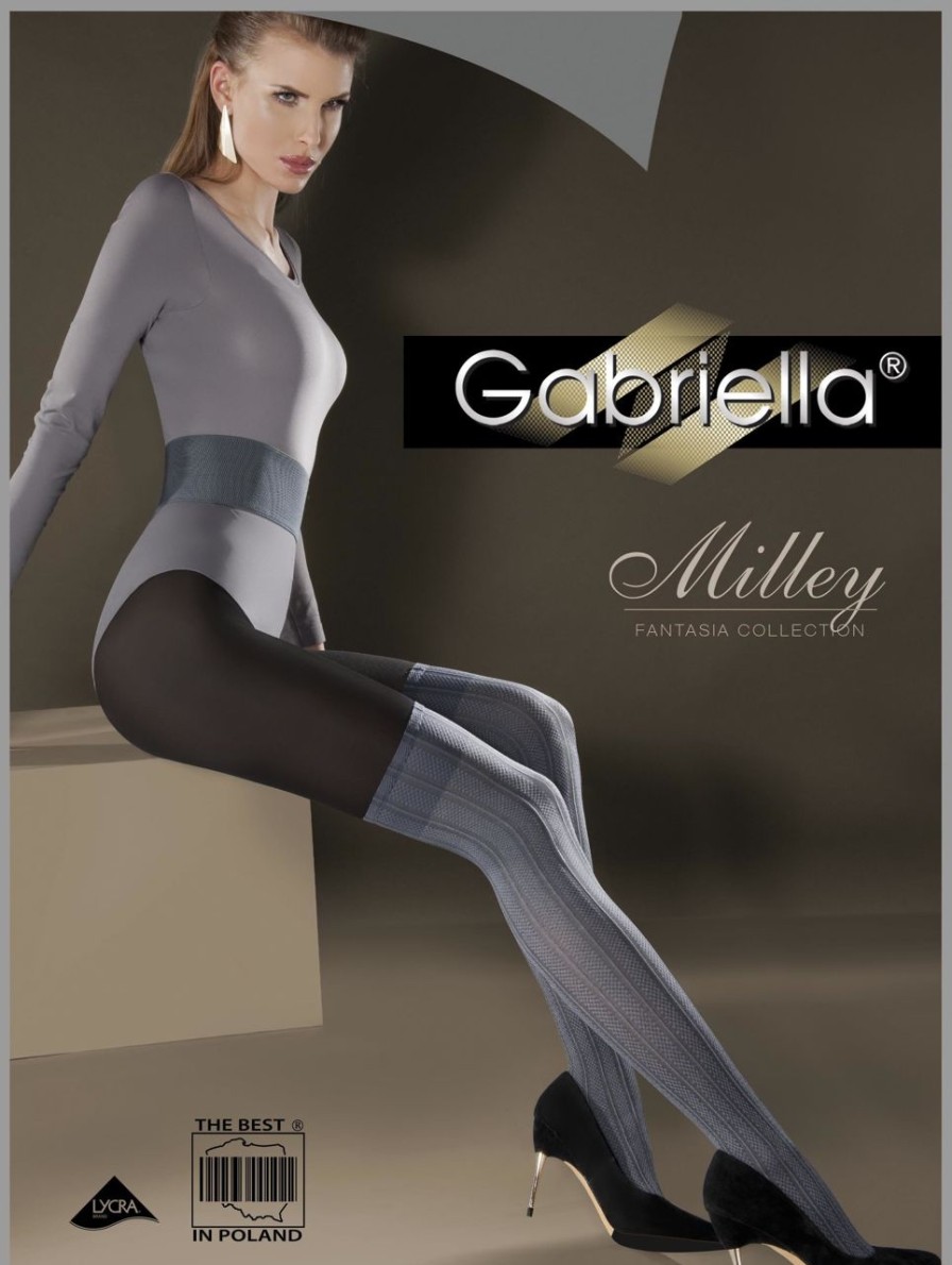 Gabriella | Gabriella Gestreifte Strumpfhose Im Overknee-Look Von Gabriella Grafit