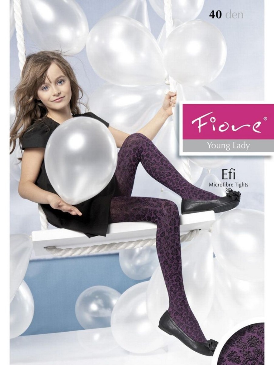 Kinderstrumpfhosen, -Leggings | Fiore Fiore Kinderstrumpfhose Mit Blumigem 3D-Muster Efi 40 Den