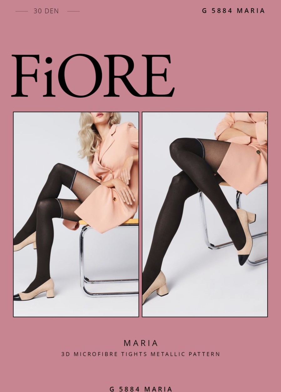 Fiore | Fiore Semi-Blickdichte Feinstrumpfhose Mit Verfuhrerischer Overknee-Optik Maria Von Fiore Black-Metallic