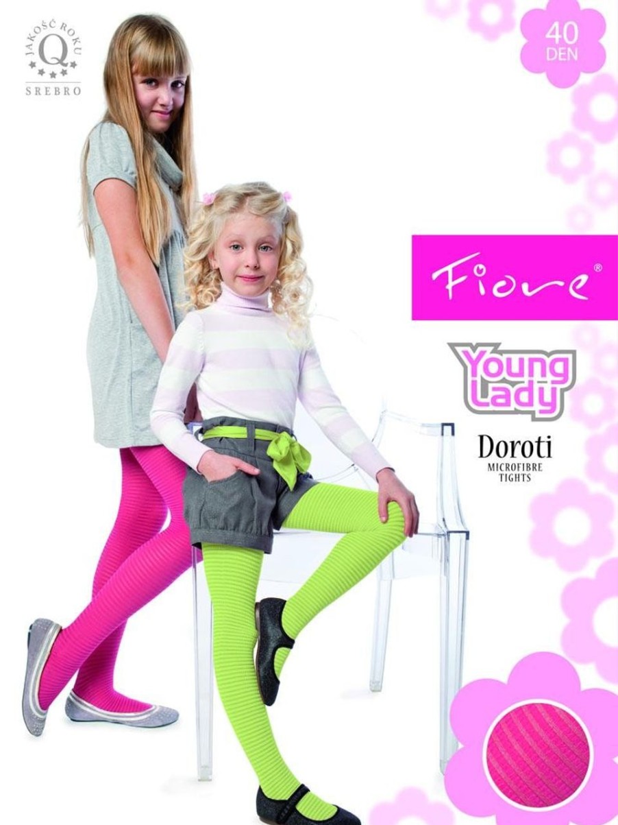 Kinderstrumpfhosen, -Leggings | Fiore Fiore Kinderstrumpfhose Mit Streifenmuster Doroti 40 Den Pistachio