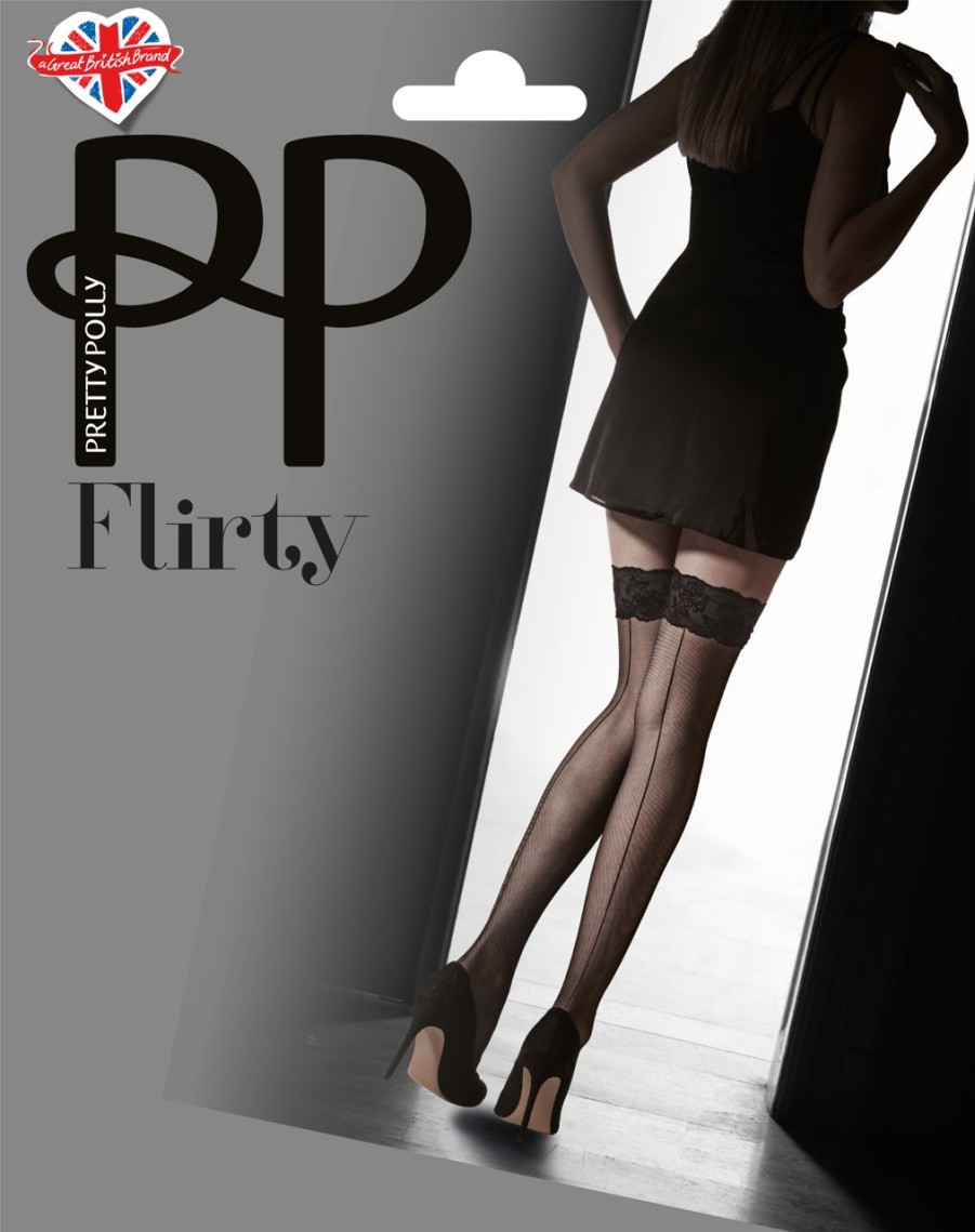 Pretty Polly | Pretty Polly Halterlose Strumpfe Mit Naht Und Spitzenabschluss Im Samtoptik Velvet Lace Von Pretty Polly